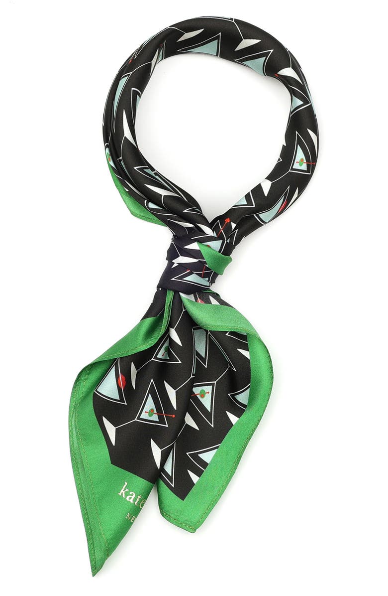 Kate Spade New York martini print silk bandana, Alternate, color, 