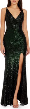 Dress the Population Jordana Sequin Side Slit Gown