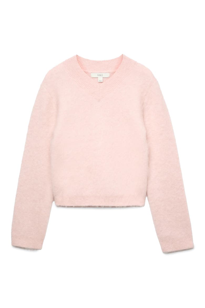 V-Neck Sweater, Alternate, color, PALE PINK
