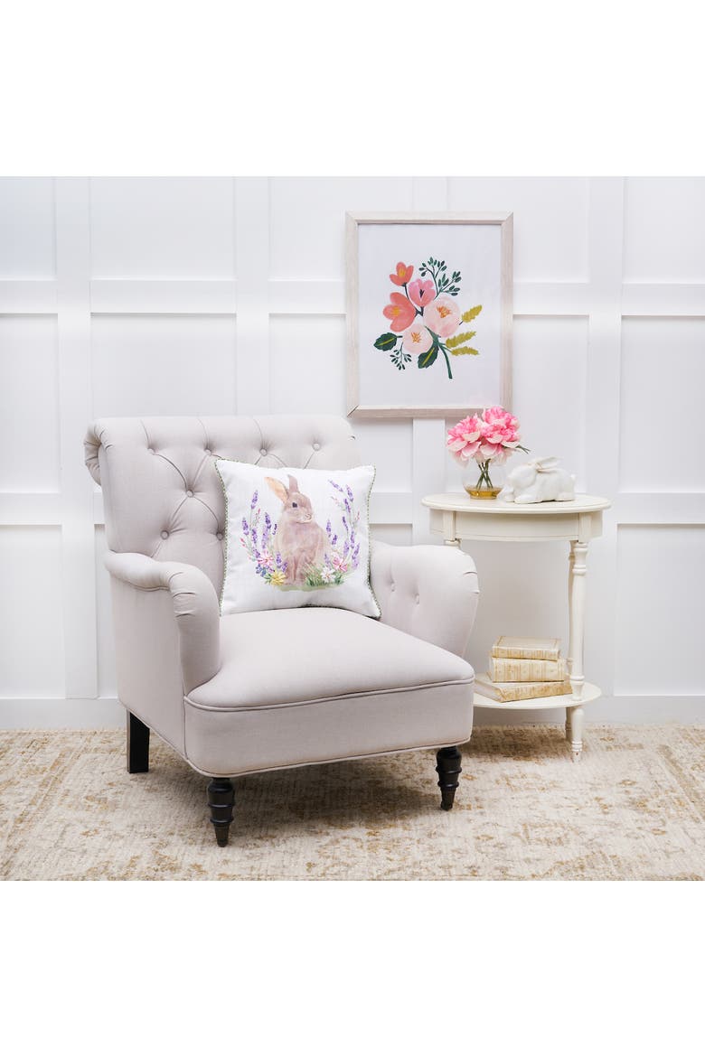 Lilac Rabbit Accent Pillow, 16" x 16", Alternate, color, White