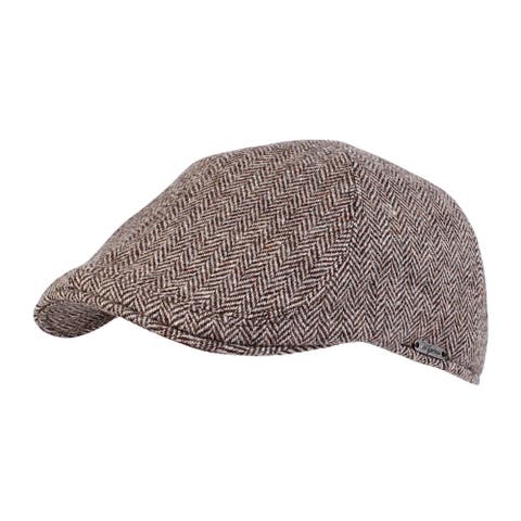 Men's Herringbone Shetland Pub Cap with Curved Peak