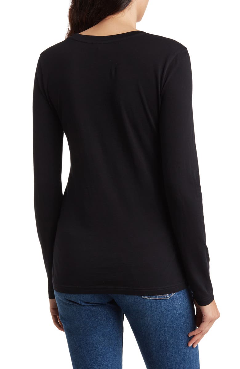 Nordstrom Crewneck Long Sleeve Pima Cotton T-Shirt, Alternate, color, Black