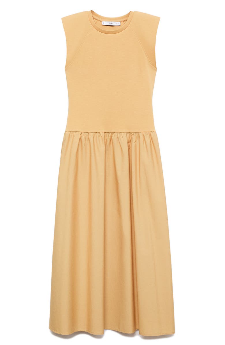 MANGO Shoulder Pad Maxi Dress, Alternate, color, Medium Brown