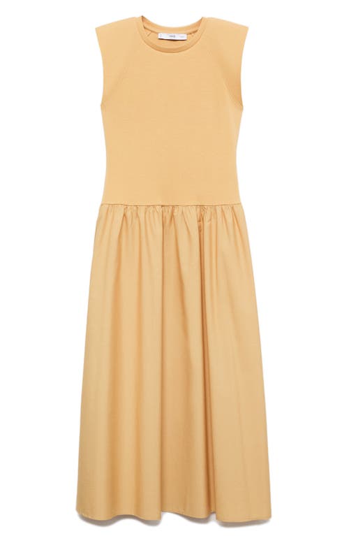 Mango Shoulder Pad Maxi Dress In Nude