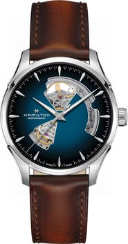 Hamilton Jazzmaster Open Heart Leather Strap Watch, 40mm
