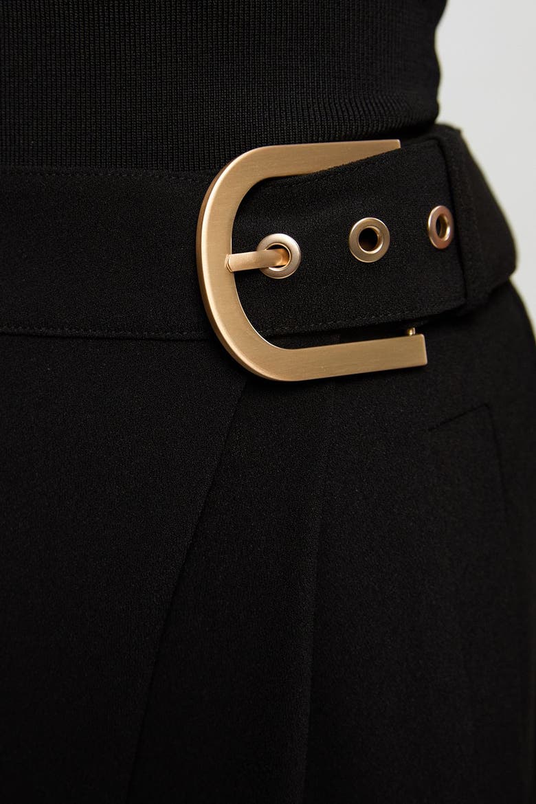 Tailored Crepe Buckle Trousers, Alternate, color, Black