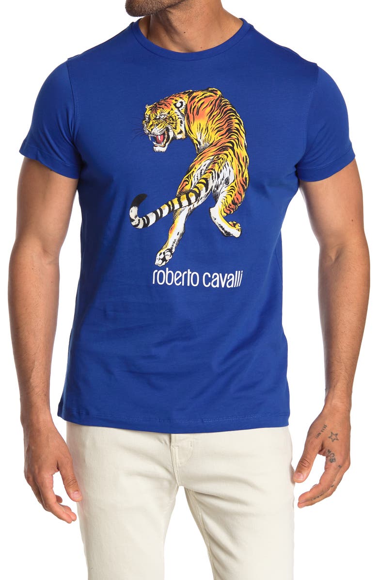 Roberto Cavalli Tiger Logo T-Shirt, Main, color,