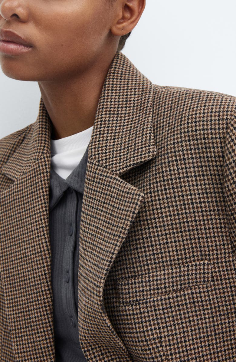 MANGO Houndstooth One-Button Suit Blazer, Alternate, color,