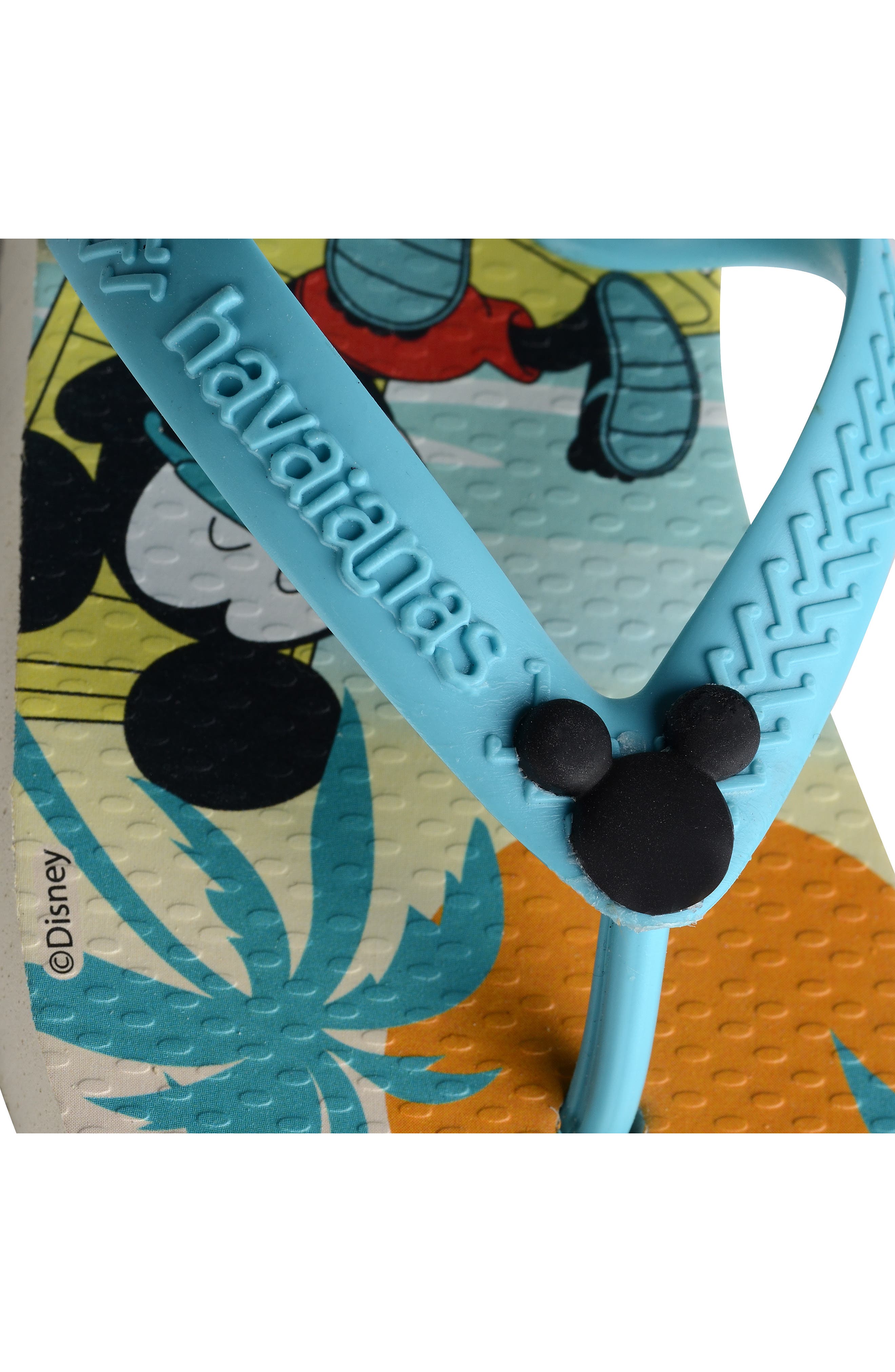 Baby Disney Classics Flip Flop, Alternate, color, BEIGE STRAW/BLUE