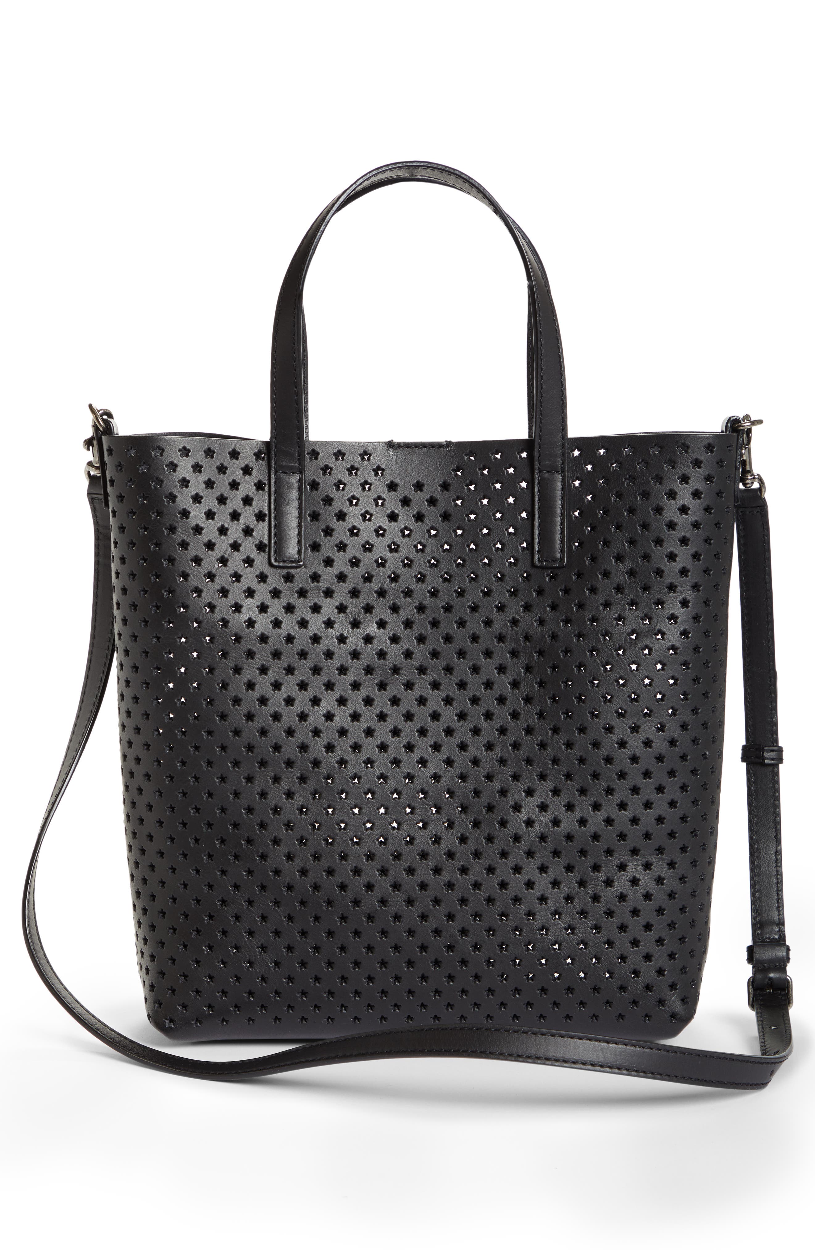Saint Laurent Toy North/South Star Perforated Leather Tote, Alternate, color, 