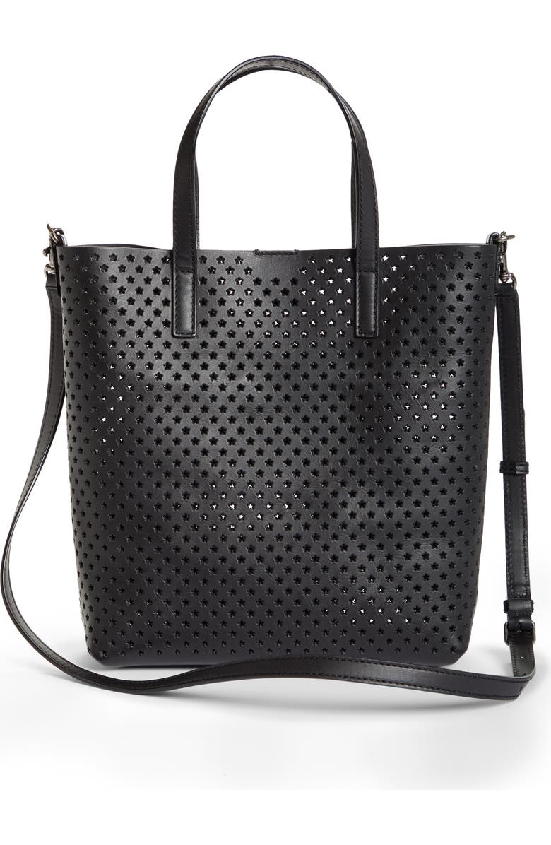 Saint Laurent Toy North/South Star Perforated Leather Tote, Alternate, color,