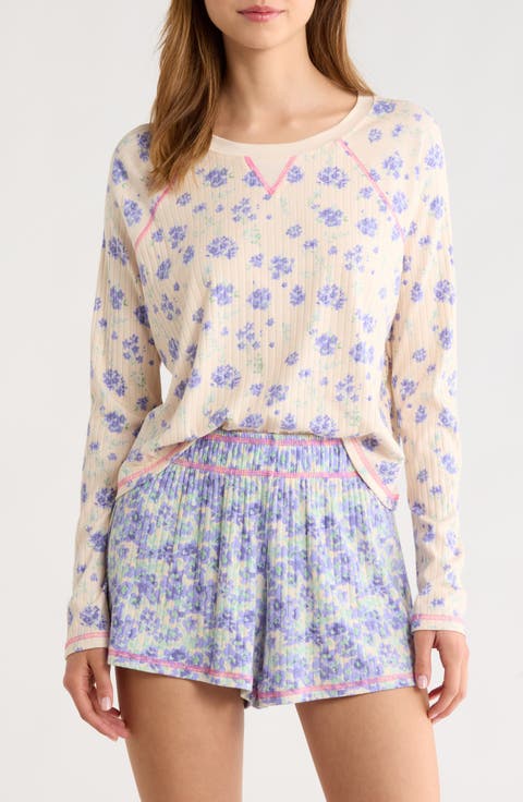 Cuddle Crew Floral Rib Short Pajamas