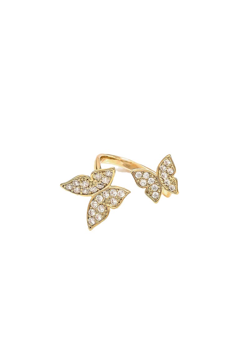 14k Gold Plated Butterfly Ring Dainty Statement Trendy Gift, Main, color, Gold
