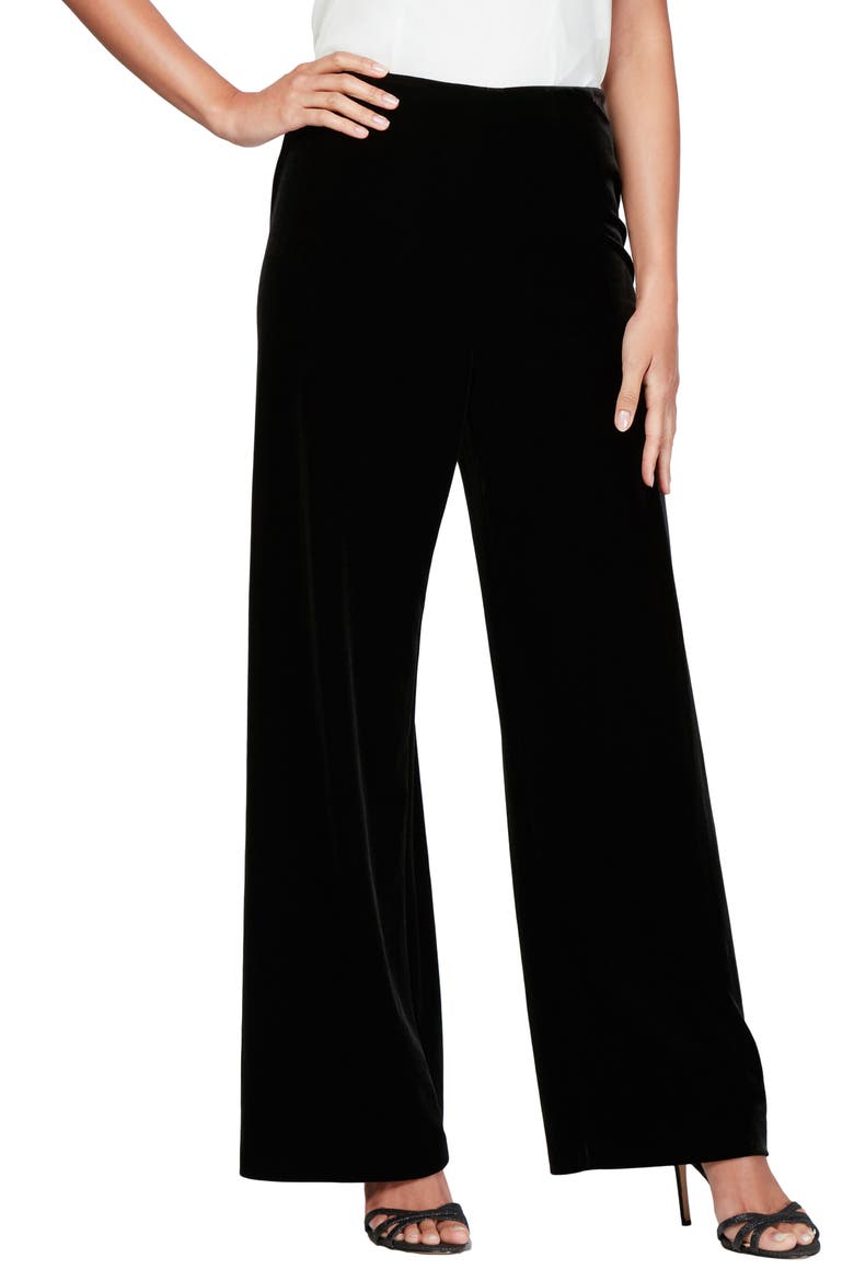 Flat Front Wide Leg Trousers, Main, color, BLACK