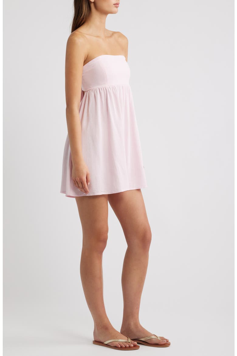 Tie Back Strapless Babydoll Dress, Alternate, color, LIGHT PINK