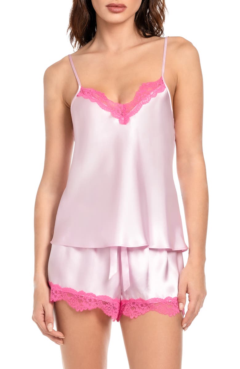 In Bloom by Jonquil Amora Lace Trimmed Satin Camisole & Shorts Pajamas, Main, color,