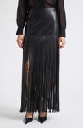 Toccin Soren Fringe Faux Leather Maxi Skirt