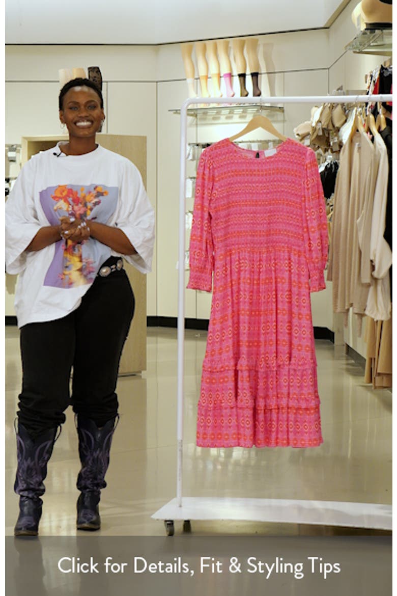 Mirany Ikat Print Long Sleeve Tiered Dress video