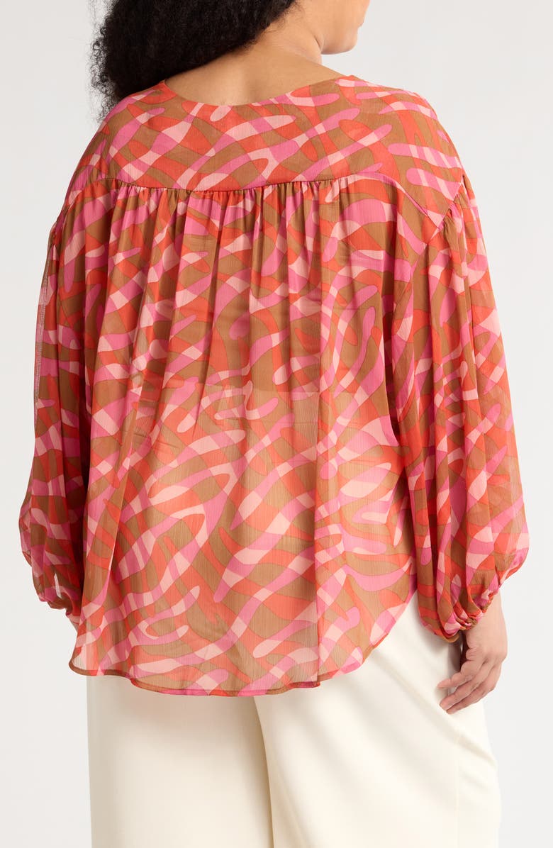 Renee C Long Sleeve Semisheer Top, Alternate, color, Rust