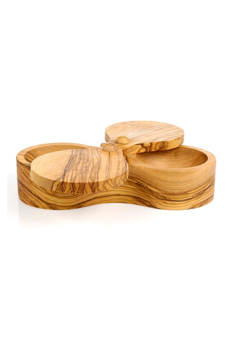 France Olive Wood Double Salt Keeper and Spice Box, Alternate, color, OLIVEWOOD