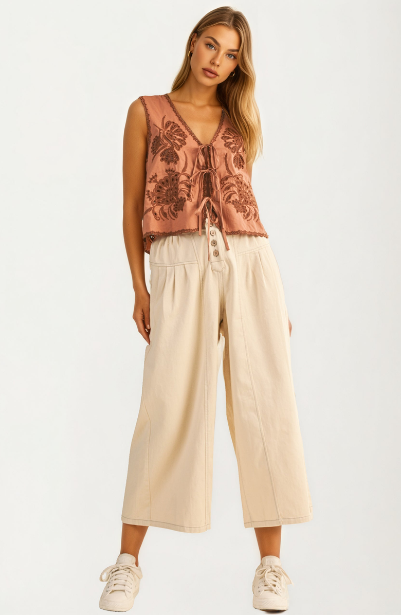 Knit and Lounge High Waist Wide-Leg Cropped Pants, Alternate, color, 