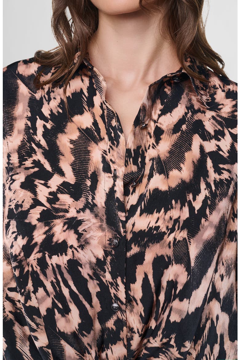 Print Twist Front Shirt, Alternate, color, ABSTRACT FEATHER