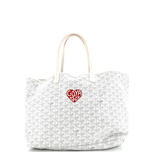 Pre-owned Goyard Goyard Saint Louis Tote Printed Coated Canvas Pm In White