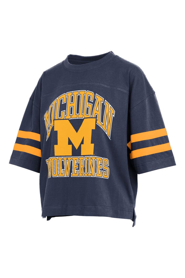 Women's Pressbox  Navy Michigan Wolverines Wayne Tyler Cropped T-Shirt, Alternate, color, Navy