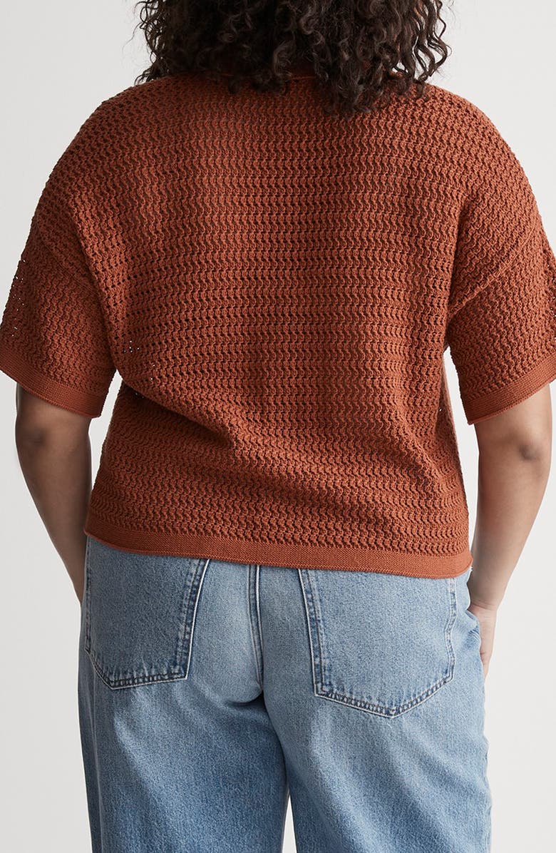 Madewell Crochet Button-Up Sweater Top, Alternate, color, 
