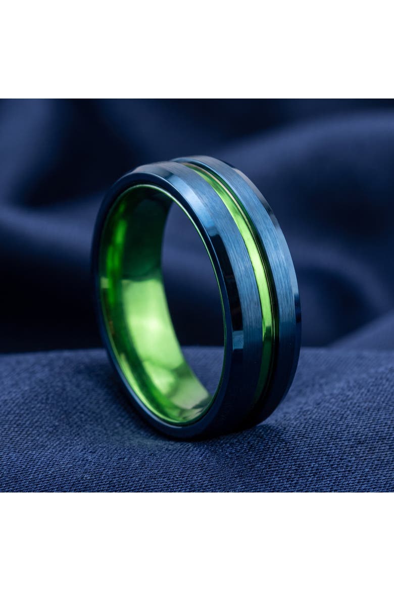 Men's Brushed Blue Tungsten Green Aluminum Ring 6mm Wedding Band, Alternate, color, Tungsten