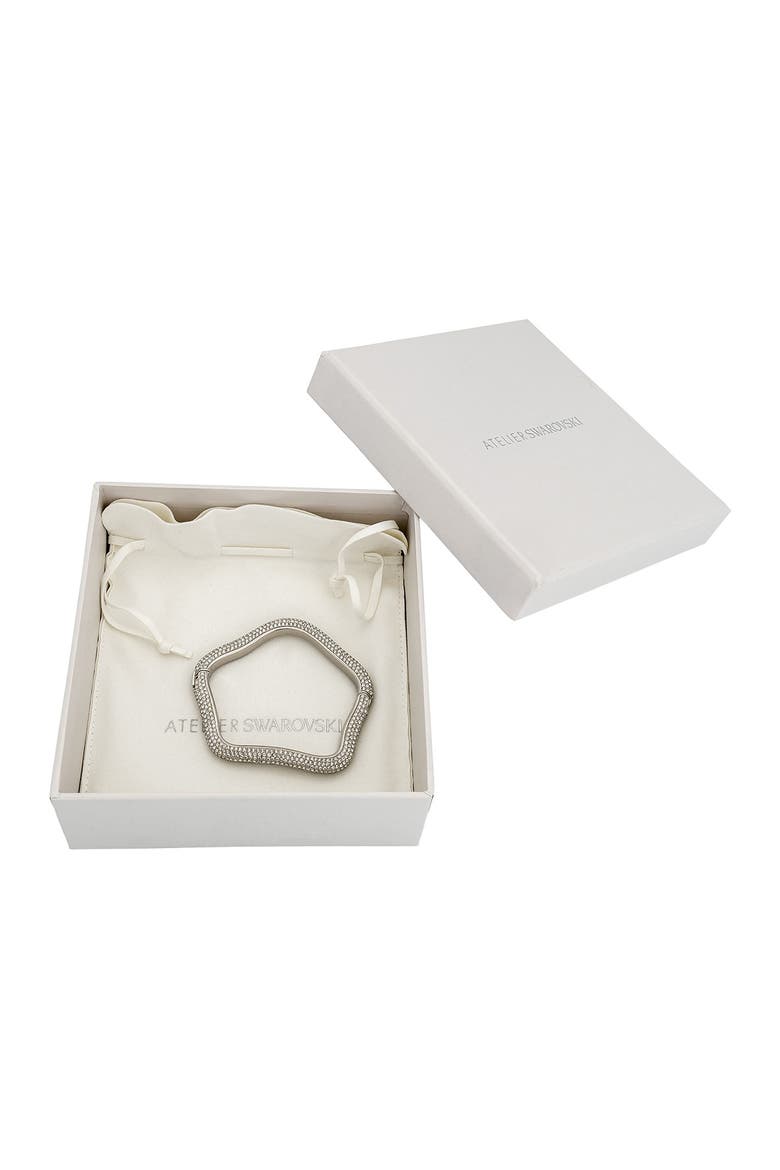 Tigris Rhodium Plated Swarovski Crystal Arm Bangle, Main, color, CLEAR