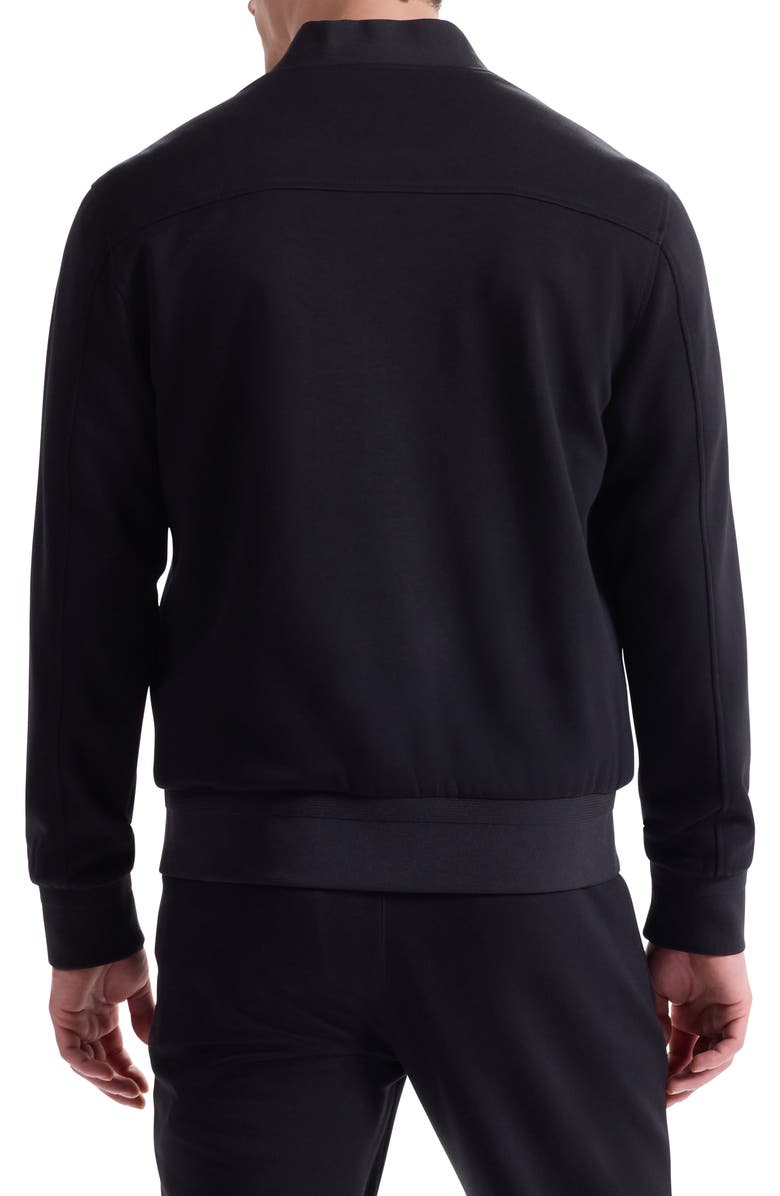 Bugatchi Soft Touch Knit Reversible Bomber Jacket, Alternate, color, Black