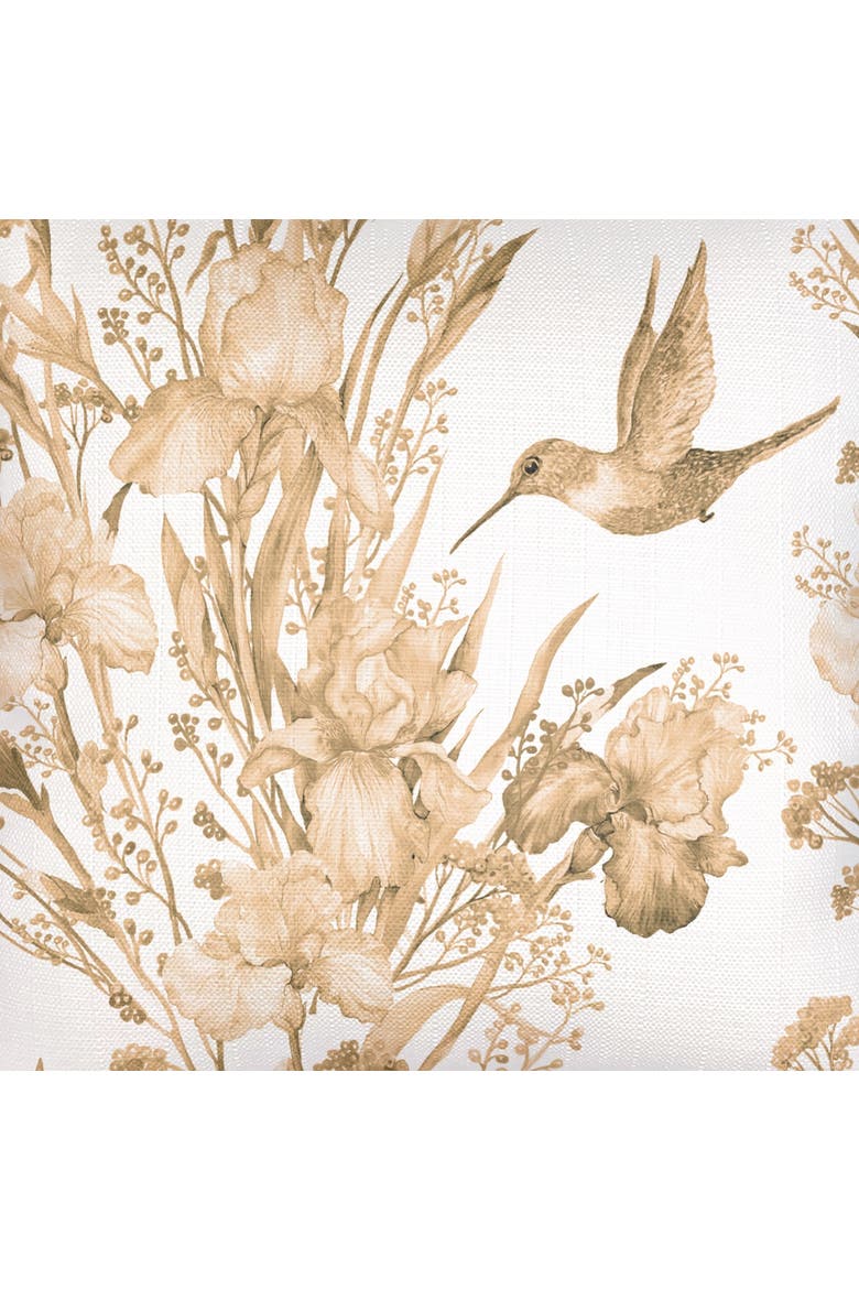 Hummingbird Garden Linen Pillow with Down Insert, Alternate, color, Warm Beige