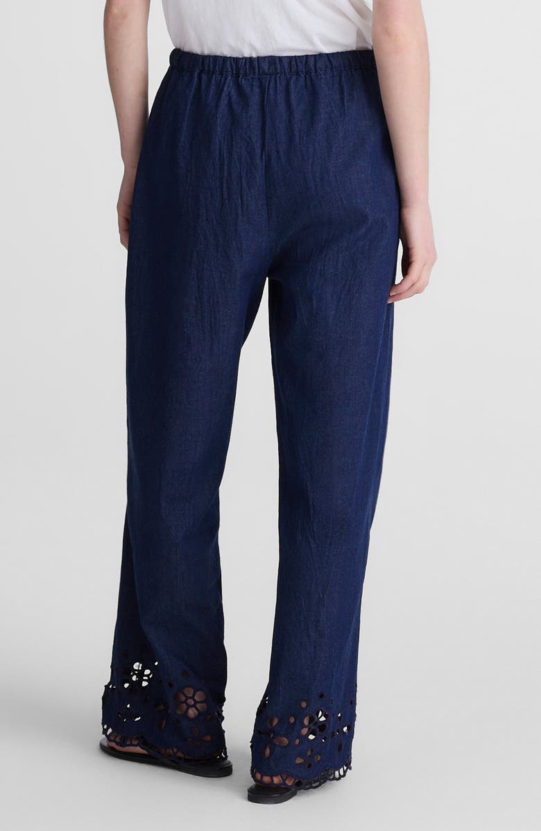 Madewell Eyelet Denim Pull-On Pants, Alternate, color, Marfield Wash
