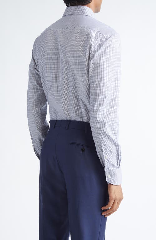 Zegna Centoventimila Minicheck Button-up Shirt In Blue