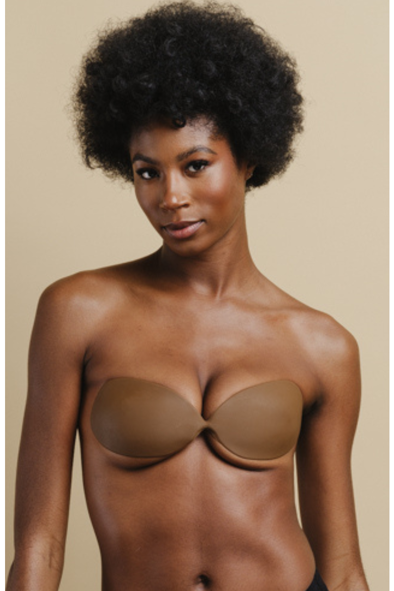 Backless Strapless Reusable Silicone Adhesive Sticky Bra, Main, color, Mocha