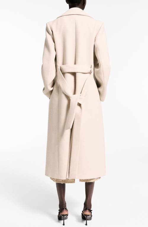 MANGO MANGO DOLCE WOOL BLEND WRAP COAT WITH REMOVABLE FAUX FUR COLLAR 