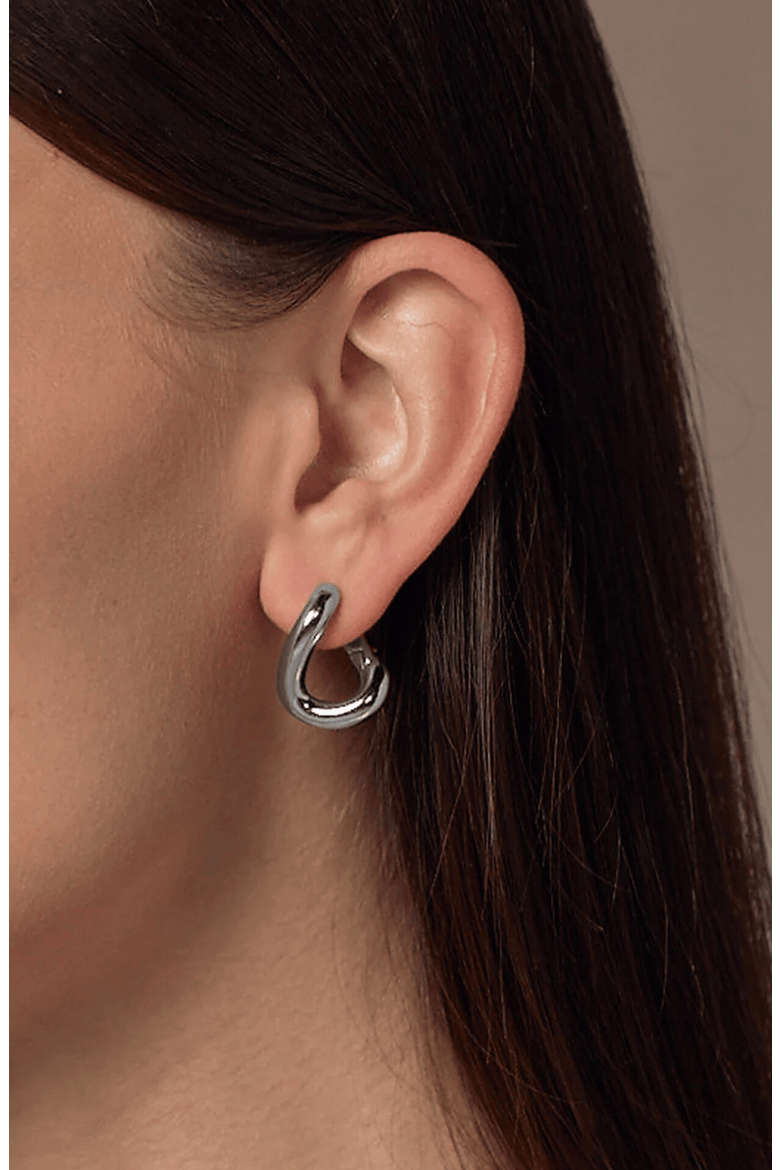 14k Gold Plated Chase Twisted Hoop Earrings Gift Idea, Alternate, color, Silver