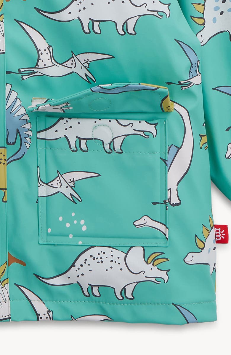 Magnetic Me Kids' Dino Color Changing Water Resistant Hooded Raincoat, Alternate, color, Green
