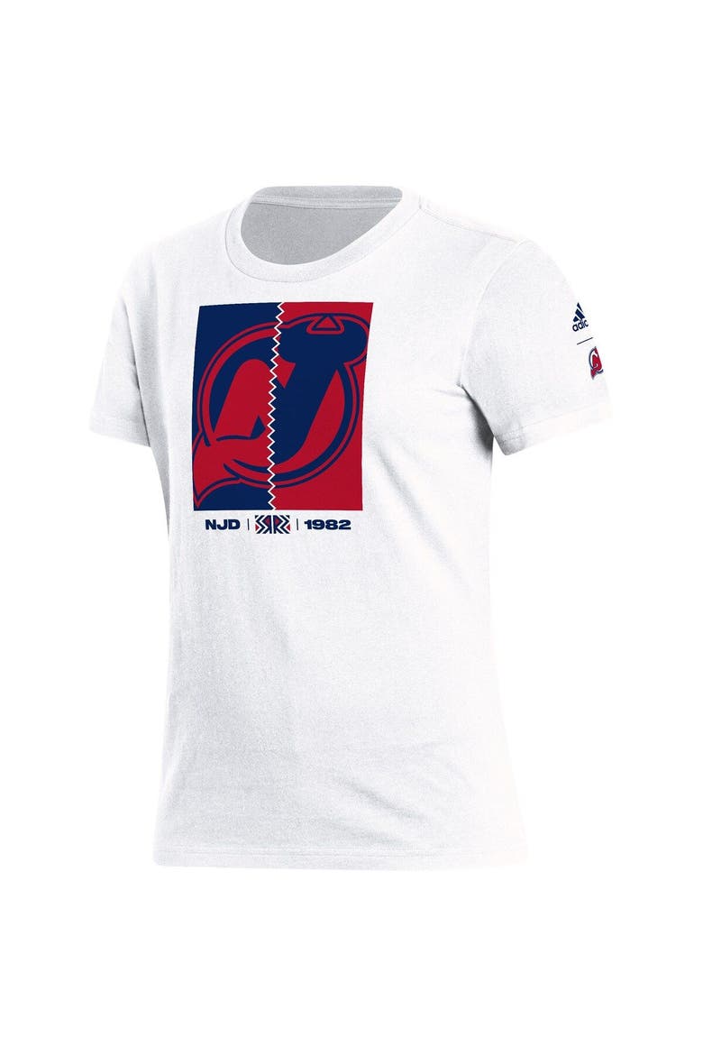 Women's adidas White New Jersey Devils Reverse Retro 2.0 Playmaker T-Shirt, Alternate, color, White