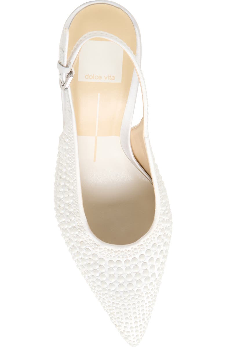 Dolce Vita Elasi Pearl Pointed Toe Slingback Pump, Alternate, color, True White Satin