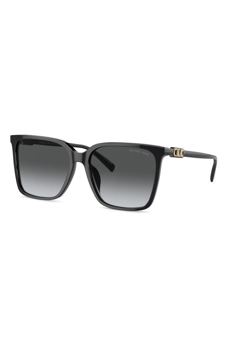 Michael Kors Canberra 56mm Polarized Square Sunglasses, Alternate, color, Black
