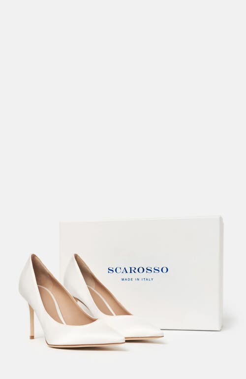 Scarosso Greta Satin Pointed-toe Pumps In White