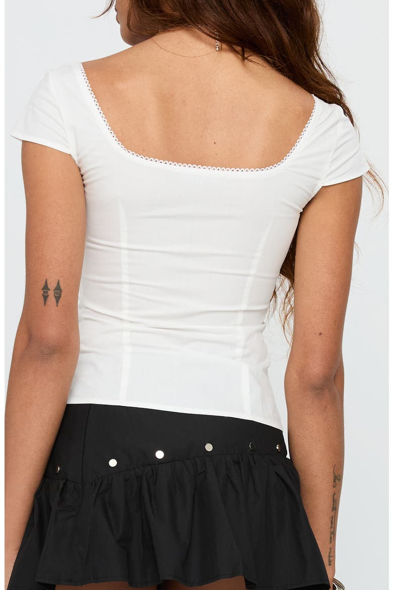 Transcendence Fitted Cotton Button-Up Top, Alternate, color, WHITE