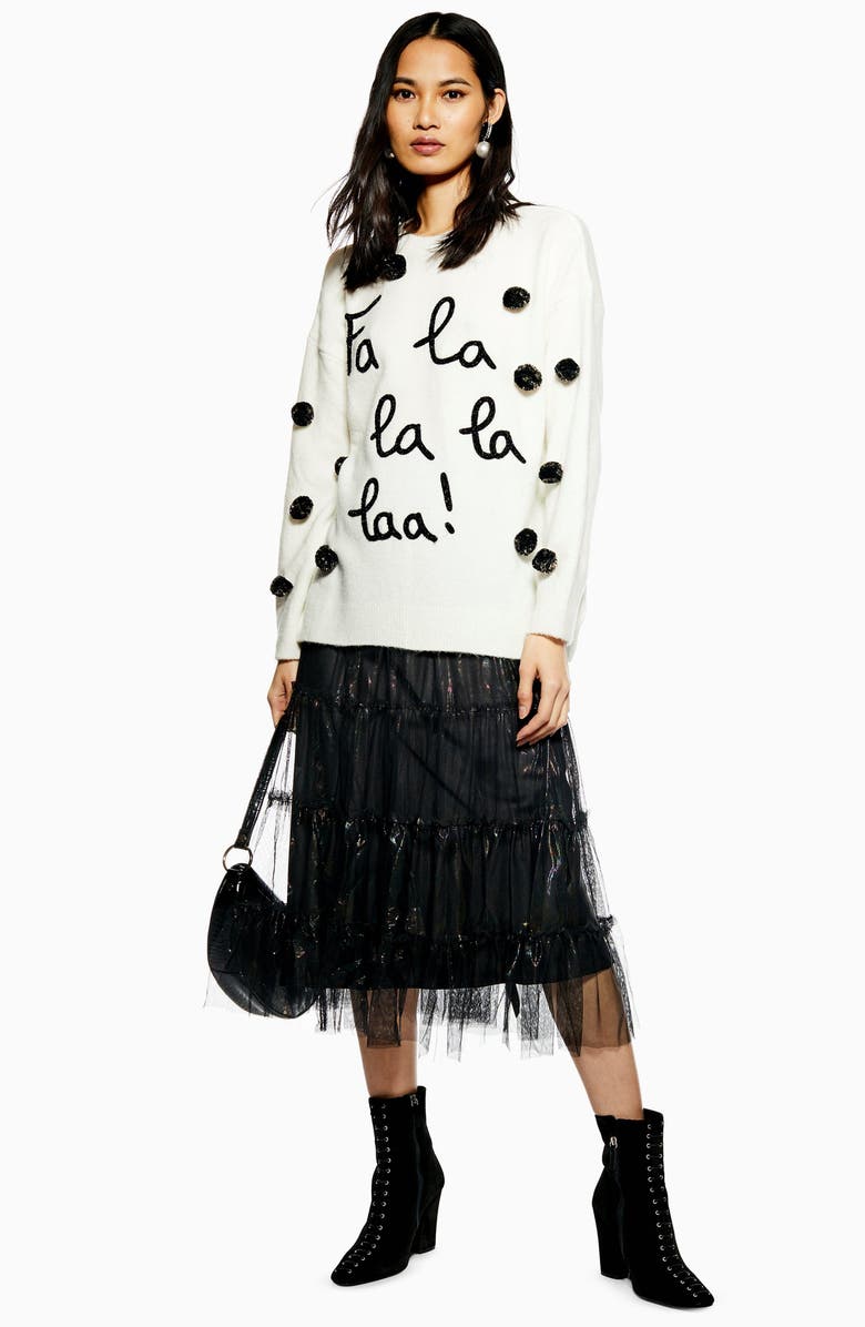 Topshop Fa La La La Sweater, Alternate, color, 