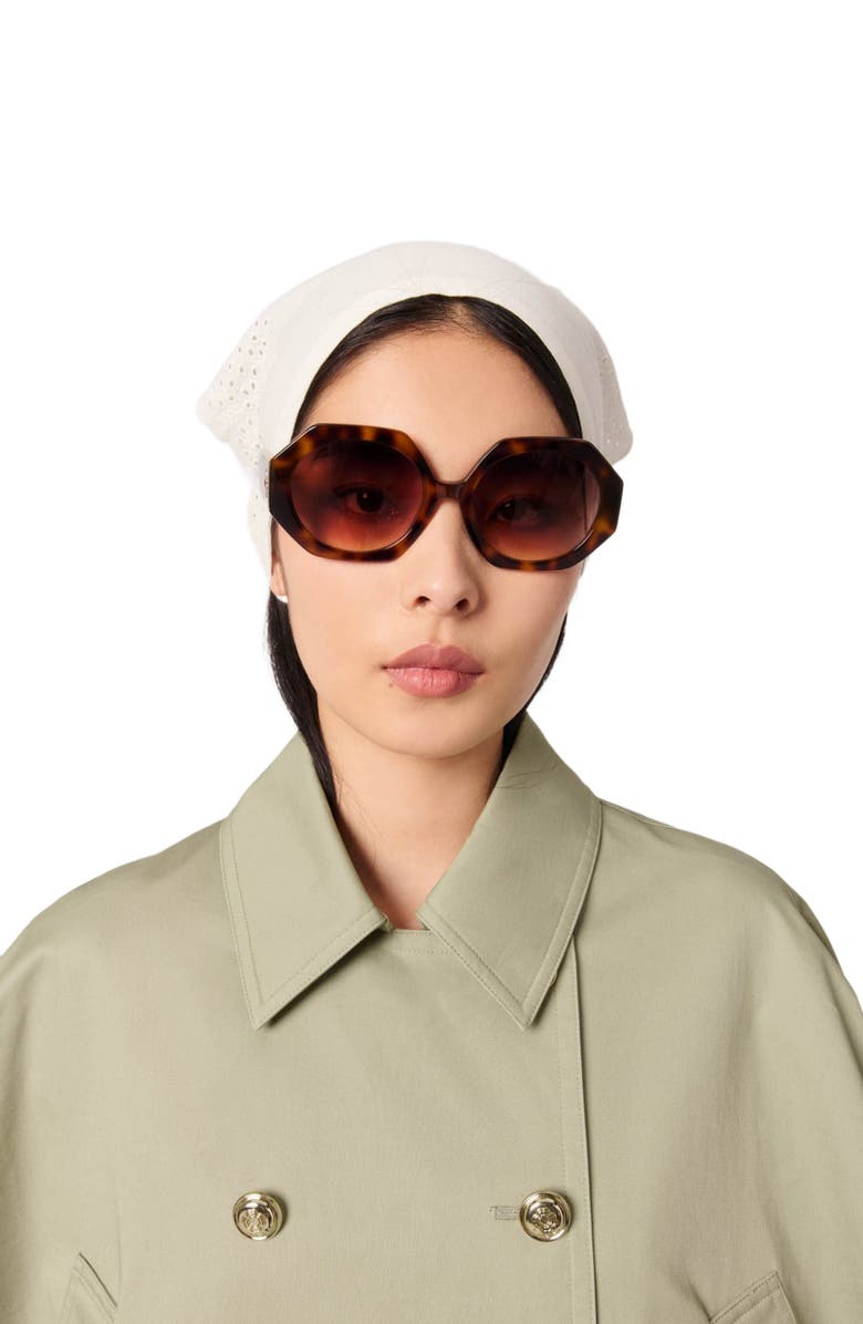 maje Short cape-effect trench coat, Alternate, color, Khaki