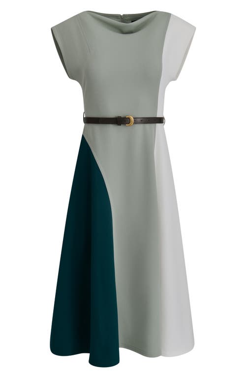 Donna Karan Colorblock Sleeveless Midi Dress In Black