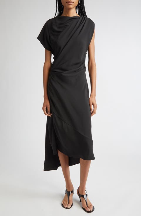 Hallie Hammered Viscose Asymmetric Hem Dress