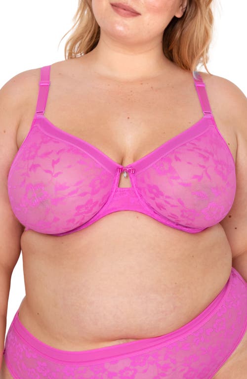 Curvy Couture No-Show Lace Underwire Unlined Bra in Flirt at Nordstrom, Size 36G