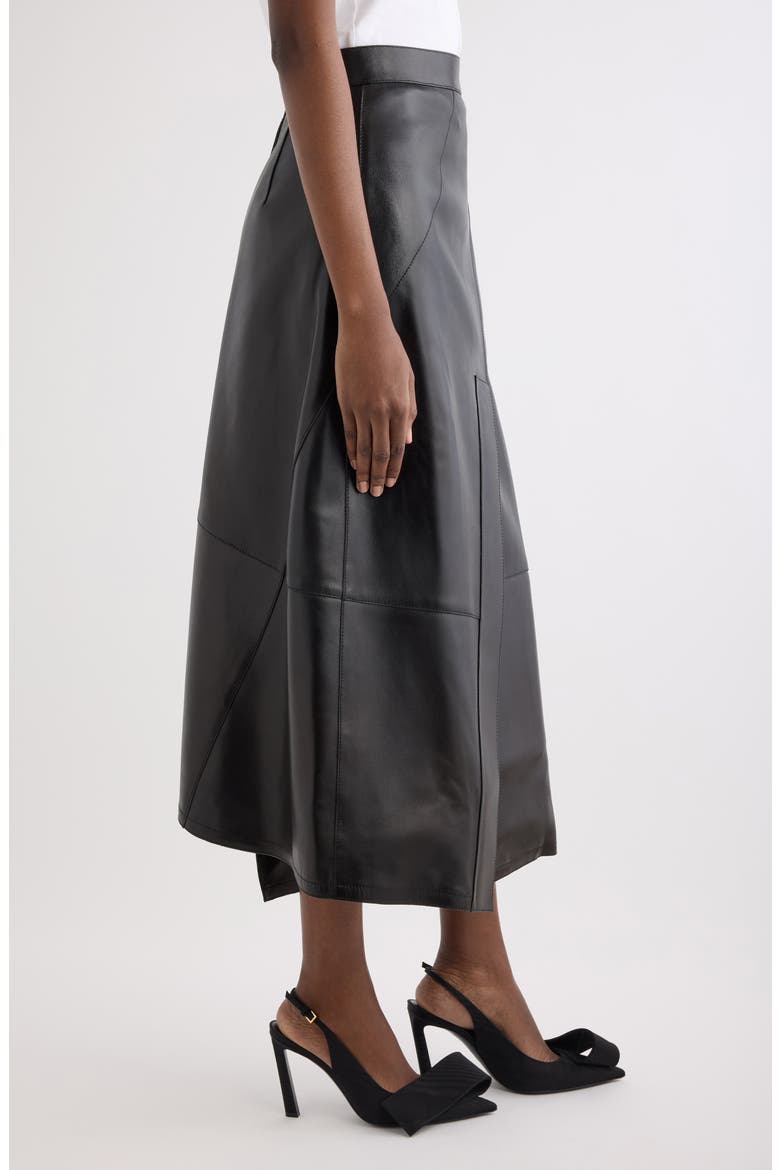 Asymmetrical Leather Midi Skirt, Alternate, color, BLACK